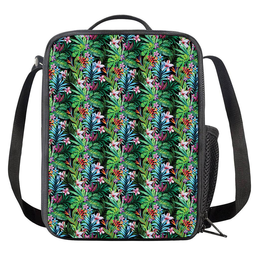 Tropical Palm And Hibiscus Print Crossbody Lunch Bag