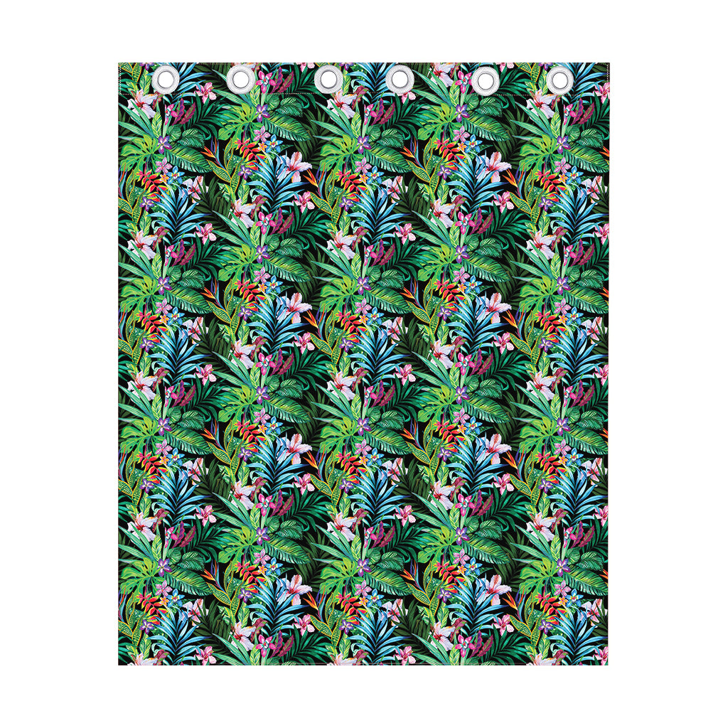 Tropical Palm And Hibiscus Print Curtain