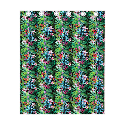 Tropical Palm And Hibiscus Print Curtain