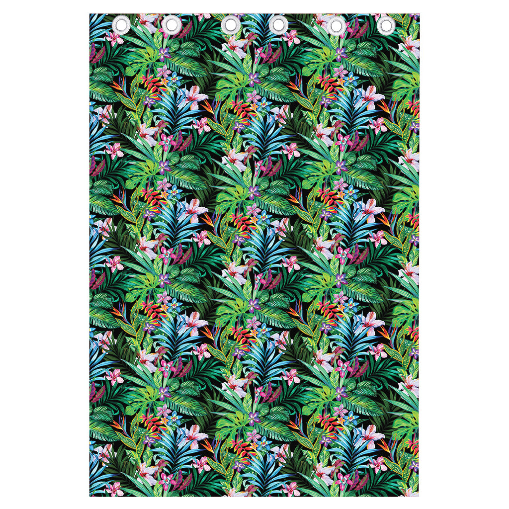 Tropical Palm And Hibiscus Print Curtain