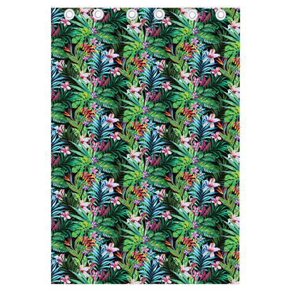 Tropical Palm And Hibiscus Print Curtain