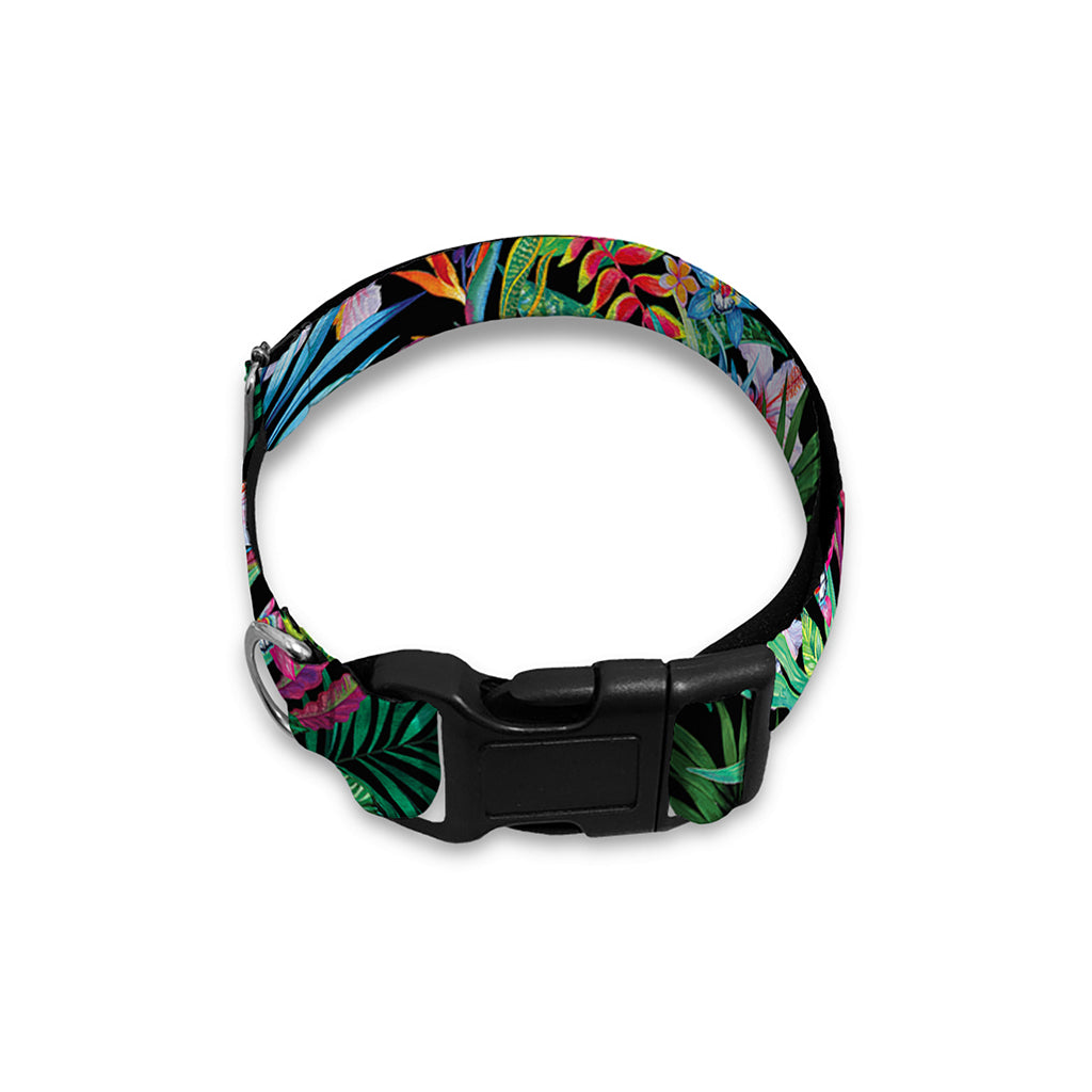 Tropical Palm And Hibiscus Print Dog Collar