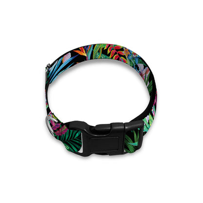 Tropical Palm And Hibiscus Print Dog Collar