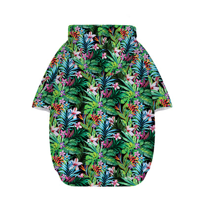 Tropical Palm And Hibiscus Print Dog Zip Up Hoodie