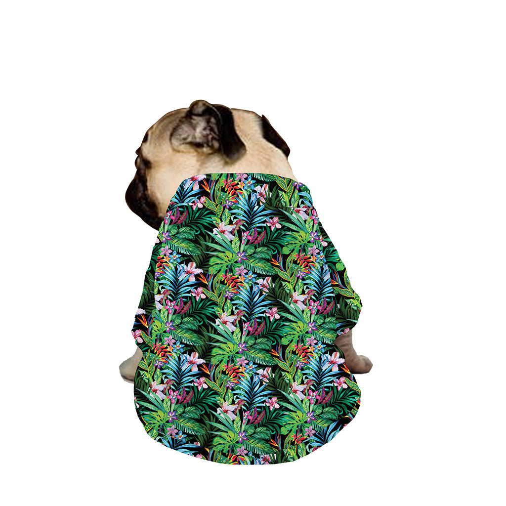 Tropical Palm And Hibiscus Print Dog Zip Up Jacket