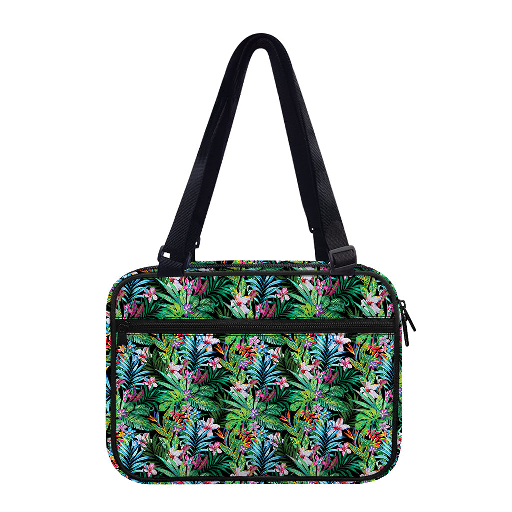 Tropical Palm And Hibiscus Print Double Strap Bible Bag