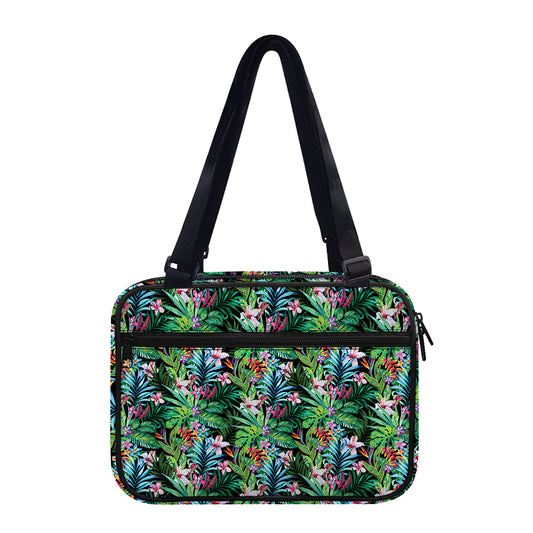 Tropical Palm And Hibiscus Print Double Strap Bible Bag