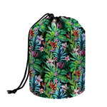 Tropical Palm And Hibiscus Print Drawstring Makeup Bag