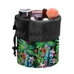 Tropical Palm And Hibiscus Print Drawstring Makeup Bag
