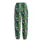 Tropical Palm And Hibiscus Print Fleece Lined Knit Pants