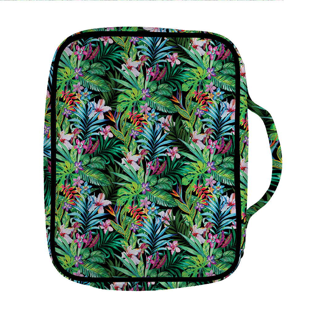 Tropical Palm And Hibiscus Print Front Pocket Bible Bag