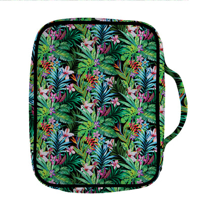 Tropical Palm And Hibiscus Print Front Pocket Bible Bag
