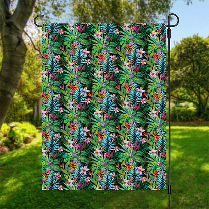 Tropical Palm And Hibiscus Print Garden Flag