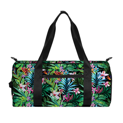 Tropical Palm And Hibiscus Print Gym Bag