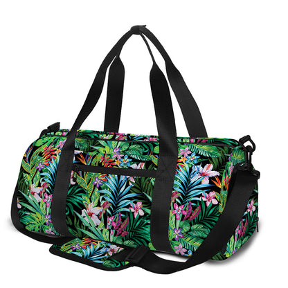 Tropical Palm And Hibiscus Print Gym Bag