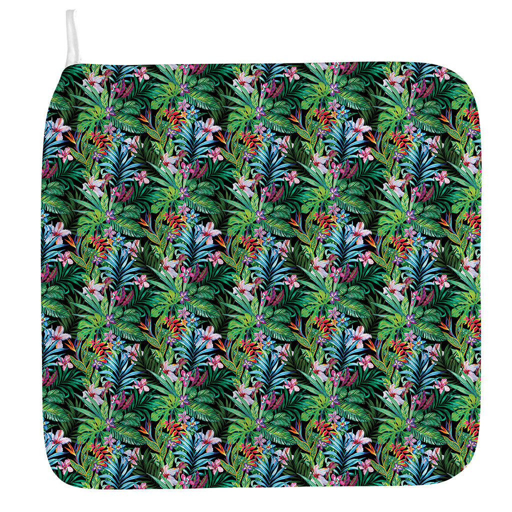 Tropical Palm And Hibiscus Print Hand Towel