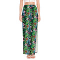 Tropical Palm And Hibiscus Print High Slit Maxi Skirt