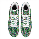 Tropical Palm And Hibiscus Print High Top Leather Sneakers