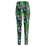 Tropical Palm And Hibiscus Print High-Waisted Pocket Leggings