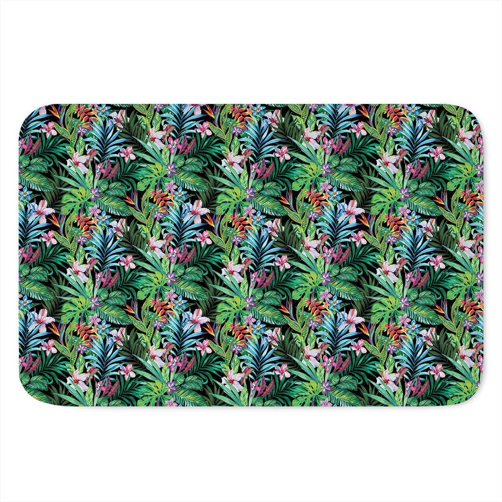 Tropical Palm And Hibiscus Print Indoor Door Mat