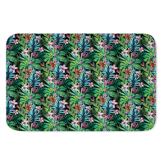 Tropical Palm And Hibiscus Print Indoor Door Mat