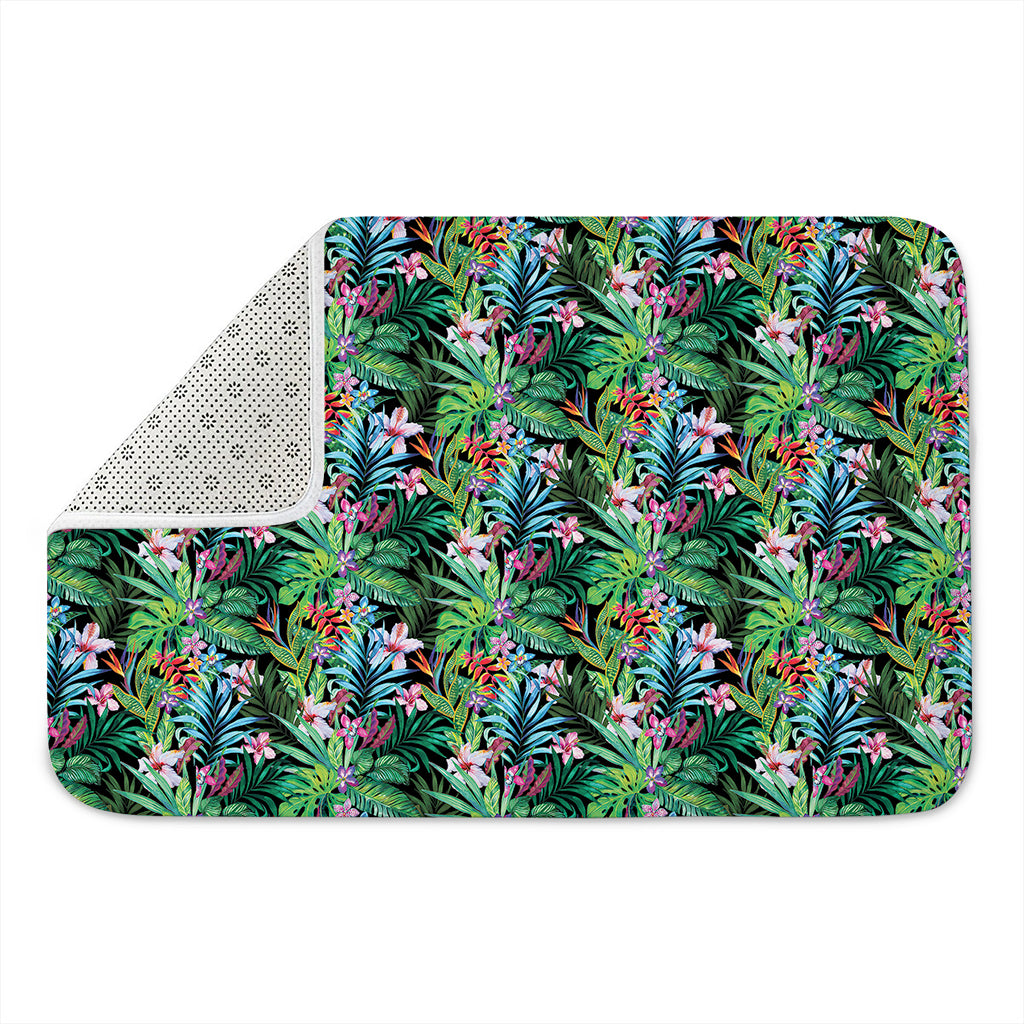 Tropical Palm And Hibiscus Print Indoor Door Mat