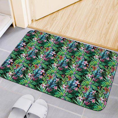 Tropical Palm And Hibiscus Print Indoor Door Mat