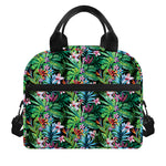Tropical Palm And Hibiscus Print Insulated Lunch Bag