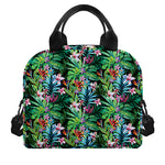 Tropical Palm And Hibiscus Print Insulated Lunch Bag