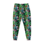 Tropical Palm And Hibiscus Print Jogger Pants