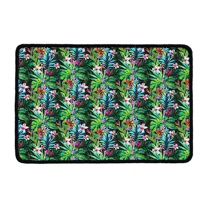 Tropical Palm And Hibiscus Print Kitchen Mat