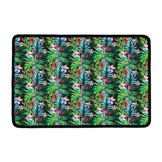Tropical Palm And Hibiscus Print Kitchen Mat