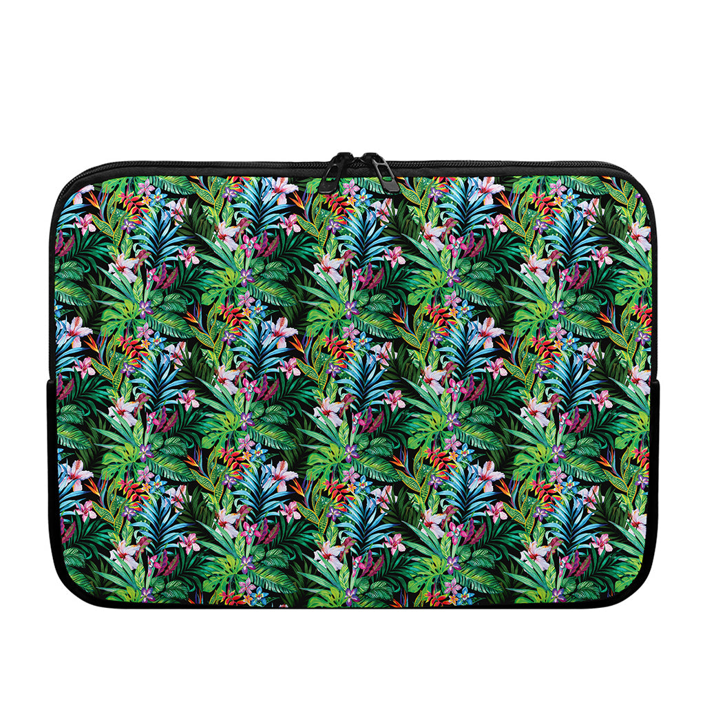 Tropical Palm And Hibiscus Print Laptop Sleeve