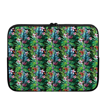 Tropical Palm And Hibiscus Print Laptop Sleeve