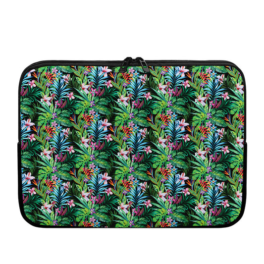 Tropical Palm And Hibiscus Print Laptop Sleeve