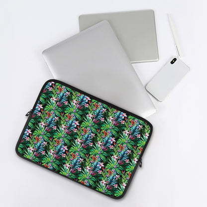 Tropical Palm And Hibiscus Print Laptop Sleeve