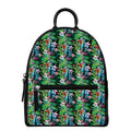 Tropical Palm And Hibiscus Print Leather Backpack