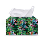 Tropical Palm And Hibiscus Print Leather Tissue Box Cover