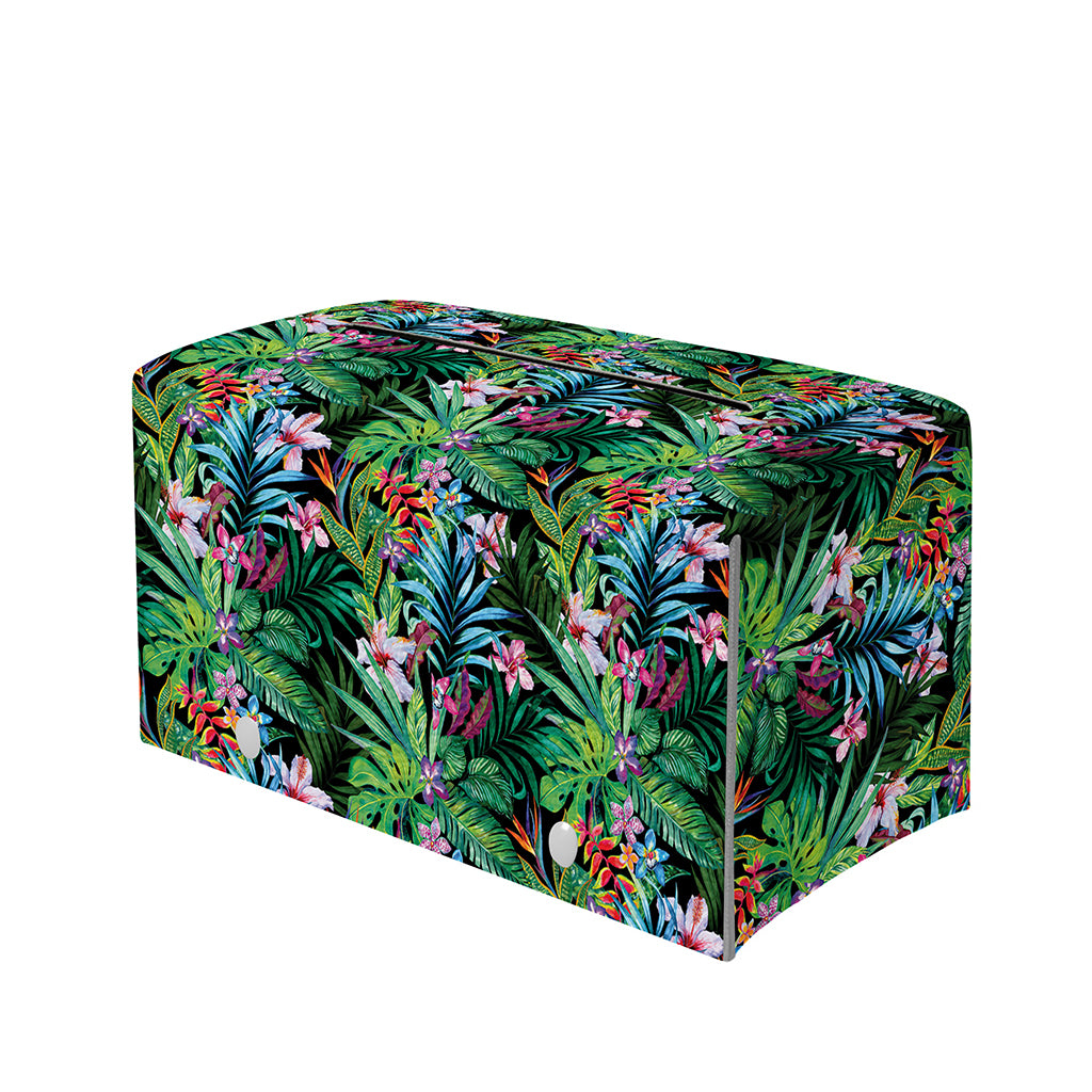 Tropical Palm And Hibiscus Print Leather Tissue Box Cover