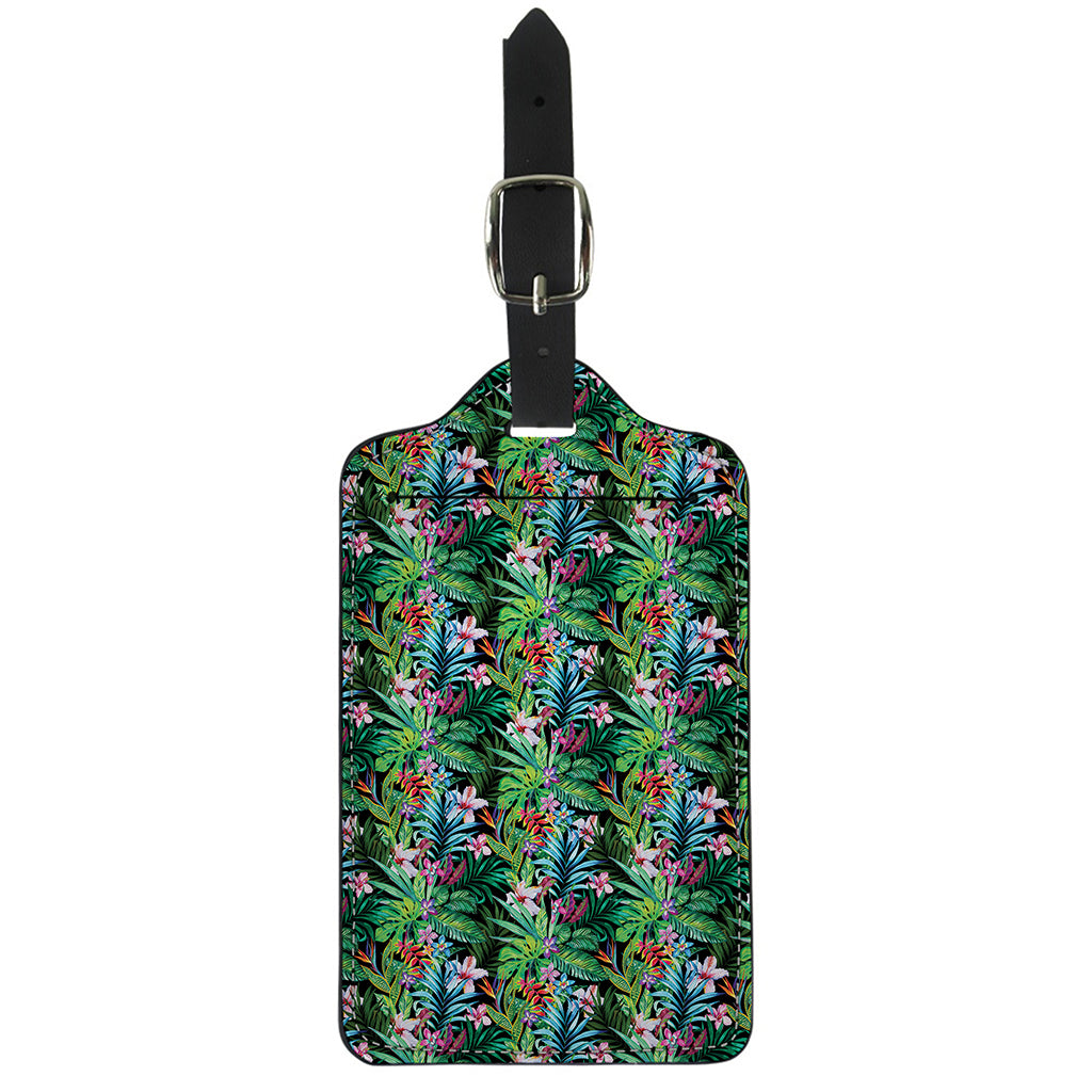 Tropical Palm And Hibiscus Print Luggage Tag