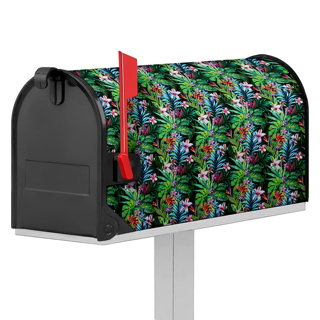 Tropical Palm And Hibiscus Print Mailbox Cover