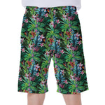 Tropical Palm And Hibiscus Print Men's Beach Shorts