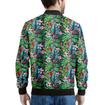 Tropical Palm And Hibiscus Print Men's Bomber Jacket