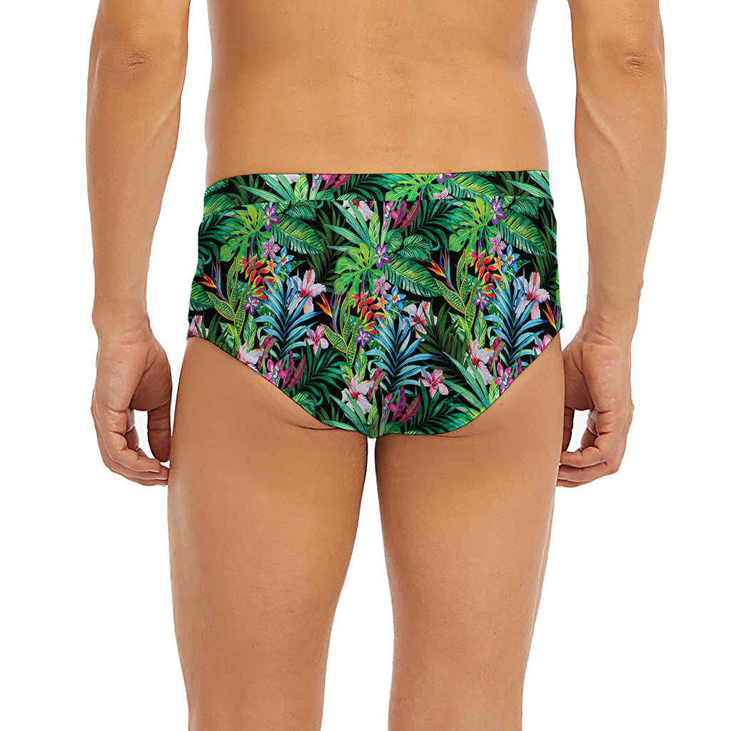 Tropical Palm And Hibiscus Print Men's Briefs