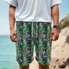 Tropical Palm And Hibiscus Print Men's Cargo Shorts