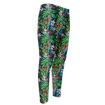 Tropical Palm And Hibiscus Print Men's Compression Pants
