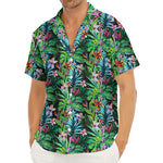 Tropical Palm And Hibiscus Print Men's Deep V-Neck Shirt