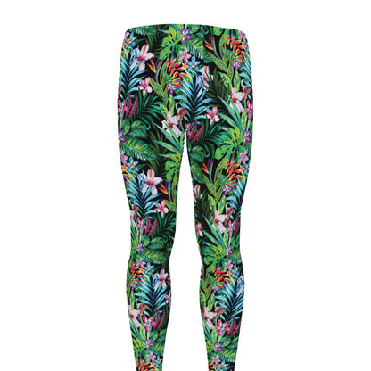 Tropical Palm And Hibiscus Print Men's leggings