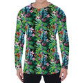 Tropical Palm And Hibiscus Print Men's Long Sleeve T-Shirt
