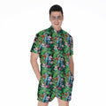Tropical Palm And Hibiscus Print Men's Romper